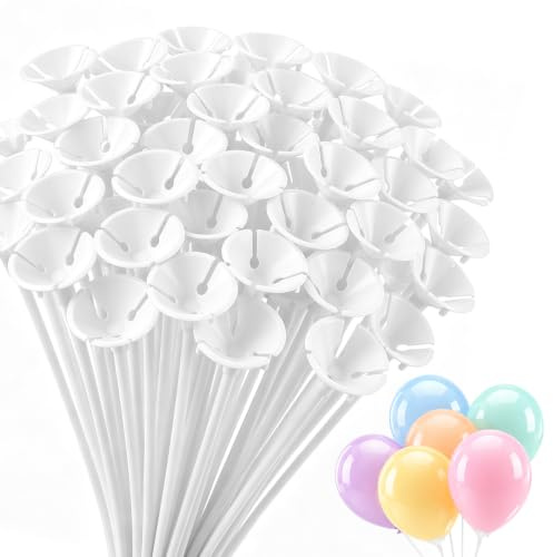 150 st. ballonghållare, stavar, 32 cm ballonghållare för ballonger (vit) | Återanvändbara ballongstavar med plaststavar för ballonger för fester, bröllop, födelsedagar