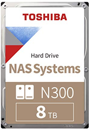 Toshiba 8TB N300 NAS 3.5’’ SATA Internal Hard Drive. 24/7 Operation, Supports 1-8 bay systems, 256MB Cache, 180TB/Year workload, 3yr Warranty(HDWG180UZSVA).