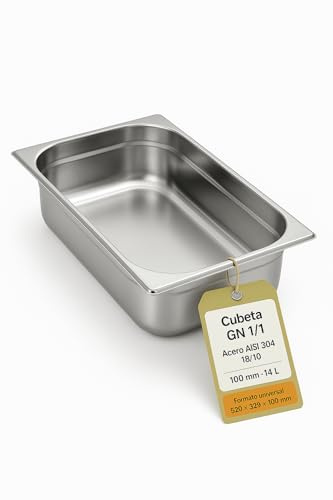 cubetasgastronorm – Bacinella gastronorm 1/1 (325 x 530 mm – 2016107 – Polipropilene, Senza Manico, non perforate, 100 mm 14 L