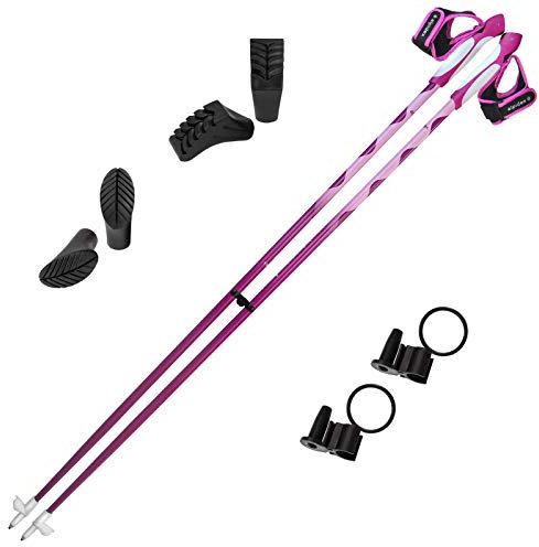 ALPIDEX Nordic Walking Stöcke Ultraleicht Fixlängenstöcke aus Carbon pink Verschiedene Längen inklusive Gummipuffer und Padhalter, Größe:125 cm, Farbe:Pink-Weiß