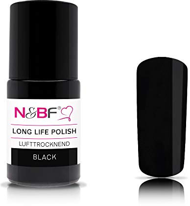N&BF Long Life Nail Polish 15ml | Nagellack Black Schwarz | robuste & langlebige Lacke (lufttrocknend) | Made in Germany | vegan & 7-free | long lasting Gellack ohne UV Licht