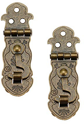 Tiazza 2Pcs Vintage Style Notebook Hasp 90 Degree Hardware Bronze Tone Metal Antique Latch Diary Jewelry Wood Box Catch Latch Hook Lock Hasp Decor