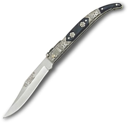 Joker Navaja clásica decorada N102A con puño de zamak - ABS, hoja de 9 cm inox 420, 60 gr, herramienta de pesca, caza, camping y senderismo