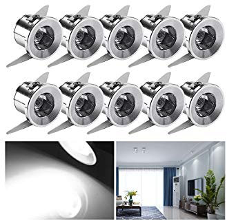 Midore Mini LED Einbaustrahler 1W 10er Einbauspots mit Transformator Klein Downlights LED Deckenspots für Weinschrank/Schrank/Küche/Wohnzimmer