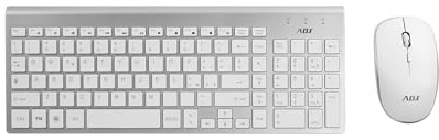 Kit usb Tastiera e Mouse Adj Smal 102 tasti ultra slim - Wireless, Layout Italiano QWERTY, per PC/Laptop/Notebook Windows, Tasti Silenziosi, Senza Fili, 102 Tasti, Mouse Ergonomico 1600 DPI