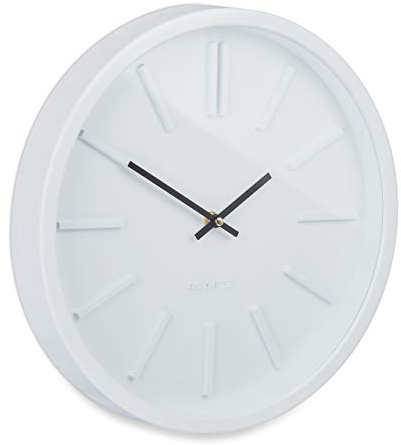 Relaxdays Wanduhr, ohne Sekundenzeiger, modern, analog, Uhr für Küche, Wohnzimmer, Arbeitszimmer, rund, Ø 35 cm, weiß