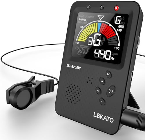 Metronome Tuner, Rechargeable 3 In 1 Digital Metronome with Vocal Count, Tone Generator Tuners for Guitar, Bass, Violin, Ukulele, Chromatic, Clarinet, Trumpet, Flute, All Instruments, Black by LEKATO