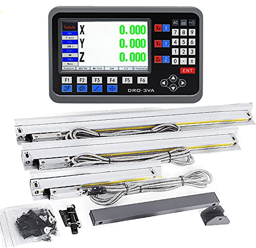 FASTTOBUY 3 Achsen Digitalanzeige-Kit 8 14 20 Digital Anzeige mit 3-Achsen DRO Linearmaßstab 200mm+350mm+500mm für Mühle, Bohrmaschine, EDM (Effektiver Hub: 200mm+350mm+500mm)