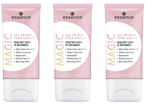 essence MAGIC All In One FACE Cream, Tagescreme, Nude, UVA/UVB filter, glättend, strahlend frisch, für trockene Haut, vegan, ohne Alkohol, ohne Parabene, ohne Mikroplastikpartikel, 3er Pack (3x30ml)
