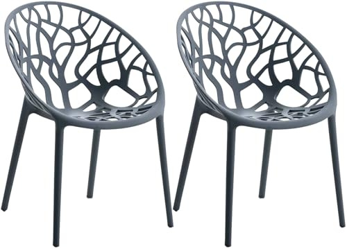 CLP Gartenstühle 2er Set stapelbar wetterfest Hope, Gartensessel mit Lehnen UV-beständig, Outdoorstühle aus Kunststoff bis 150 kg belastbar - Farbe anthrazit