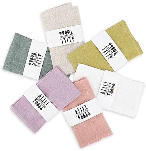Gohytal Stoffservietten Leinenservietten,6er Set Nachhaltige Leinen Servietten Stoff, Hochwertige Abwaschbare Servietten Tischdekoration,für Küche Familie Party Tabellen Abendessen Cafe Restaurant
