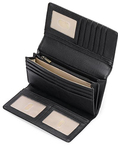 GOIACII Geldbörse Damen Leder Vintage RFID Blocking Portemonnaie Groß und im Langformat Geldbeutel mit 11 Kartenfächer und Kleingeldfach