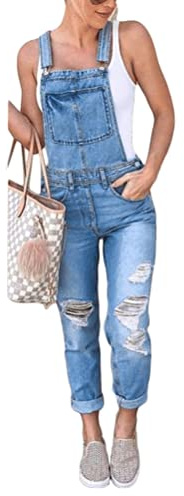 ORANDESIGNE Salopette Denim Donna Senza Maniche Jeans Tuta in Denim Jumpsuit Pantaloni Casual Vintage Jeans Lunga Salopette Estivi Moda Overall Playsuit Romper I Blu XL