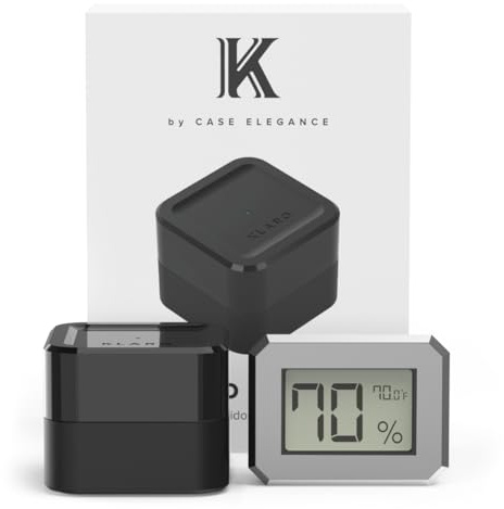 Klaro Valet Bridge - Satin Octagon BLE Hygrometer, Humidor Humidity & Temperature Tracking with iOS & Android Klaro App, Seasoning & Maintenance Tips, Track Performance Anywhere Anytime.