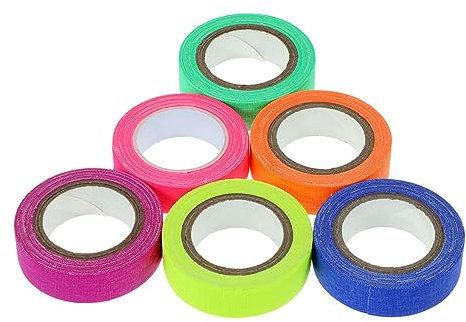 SOLUSTRE 6 Rollen Fluoreszierendes Baumwollstoffband 15mm x 5m Uv Schwarzlicht Neonband Für Partydekoration Und Bühnenbeleuchtung