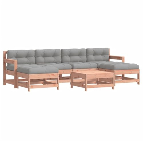 vidaXL Garten Lounge Set 7-TLG., Gartenmöbel Set mit Kissen, Sitzgruppe für Garten Terrasse, Modular Sofa Garnitur Loungemöbel, Massivholz Douglasie