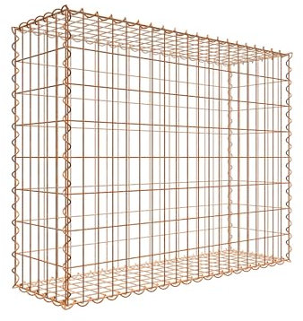 Rostige Gabione 100 cm x 80 cm x 30 cm (L x H x D), maskstorlek 5 cm x 10 cm, spiral