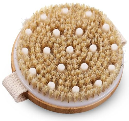 ADNOVA Dry Brushing Body Brush - Body Scrubber with Natural Boar Bristles Bath Brush, Dry Skin Exfoliating Brush, Improve Blood Circulation, Body Brush for Showering
