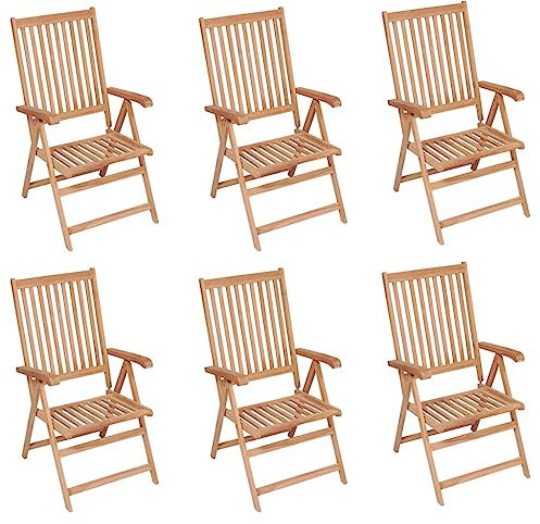 DYRJDJWIDHW Sun Garden,campingstuhl hochlehner,hochlehner gartenstuhl,Verstellbare Gartenstühle 6 STK. Massivholz Teakauflagen, Kissen & Polster,gartenstuhl Metall,hochlehner auflagen,