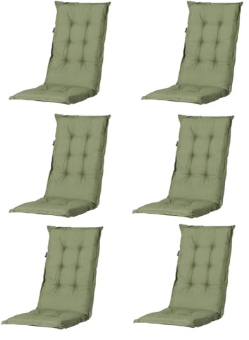 Madison 6er Set Hochlehner Auflagen, Bequeme und Stilvolle Gartenstuhlauflage für Holz-,Stahl-, Oder Kunststoffstühle, Sitzauflage - Indoor/Outdoor Stuhlpolster