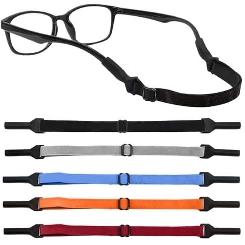 OQKAHIV Set de 5 Cordones Ajustables para Gafas - Correas Deportivas elásticas y ajustables - Cordones para Gafas de Sol, Niños y Adultos, para Gafas de Sol y Gafas, Ideales para Deportes