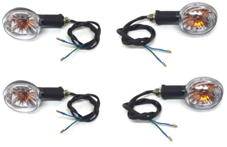 Streetparts24 Blinker Set 4 Stück Halogen Klar Oval E-geprüft 12V passend für Motorrad, Enduro, Roller, Mofa – Universal Blinker – vorne & hinten – inkl. Befestigung