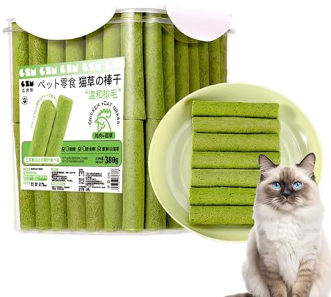 60Stück Cat Grass Teething Sticks,Katzengras Snack, Katzenminze Spielzeug, Katzengras Beißstab, Katzen-Kauspielzeug, Entfernung Von Haarballen, Zahnpflege-Kauspielzeug Für Katzen Im Innenbereich