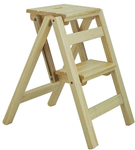 Tritthocker Zweischichtiges Lagerregal, Holz Einseitige Trittleitern Tragbare Ultradünne Leiter Mini-Pflanzenregal Mehrere Farben Haushaltsleiter/Natural/38 X 46 X 50 cm