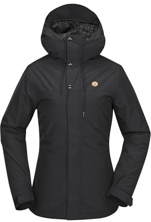 Volcom Chaqueta con capucha para mujer, con aislamiento, para snowboard, esquí, invierno, Negro -, S