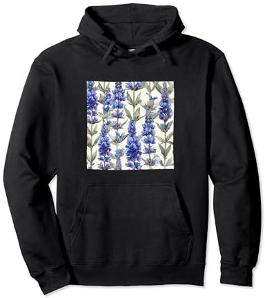 Anise Hyssop Flower Watercolor Pattern Graphic Pullover Hoodie