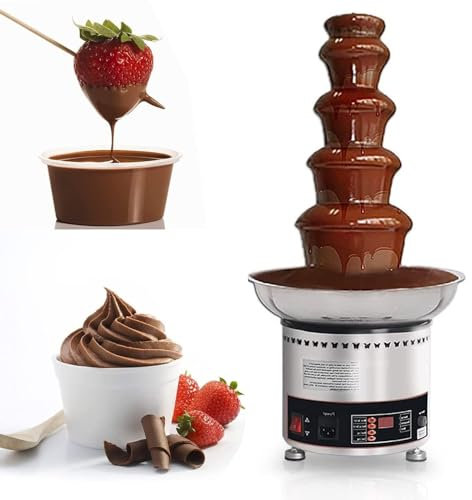 MáQuina De Fuente De Chocolate De 5 Niveles, MáQuina EléCtrica De Fondue De FusióN De Chocolate Grande De 4 Kg (Acero Inoxidable), Ideal Para Dulces, Frutas, Nueces O Fiestas, Bodas