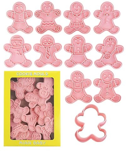 Moldes de galletas de Navidad 3D con dibujos animados - Juego de 10 moldes versátiles y seguros para galletas, chocolate, caramelos , decoraciones para pasteles y manualidades con arcilla suave