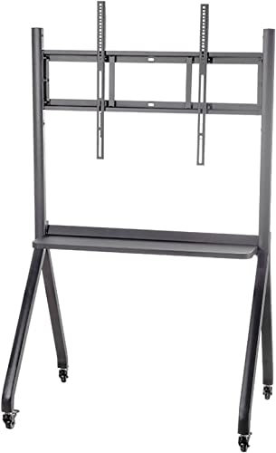 Mobile TV Cart, Height Adjustable Rolling TV Cart with Shelf, for 55-75 Inch Flat/Curved Screen TV, with Lockable Wheels, Easy to Install TV Mount TV Stand,