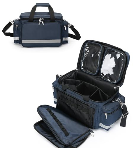 Medical Bag Empty First Aid Bag Home Health with Detachable Divider Medical Supplies Bag Emergency Responder Trauma Bag for Nursing Student,Therapist,Doctors
