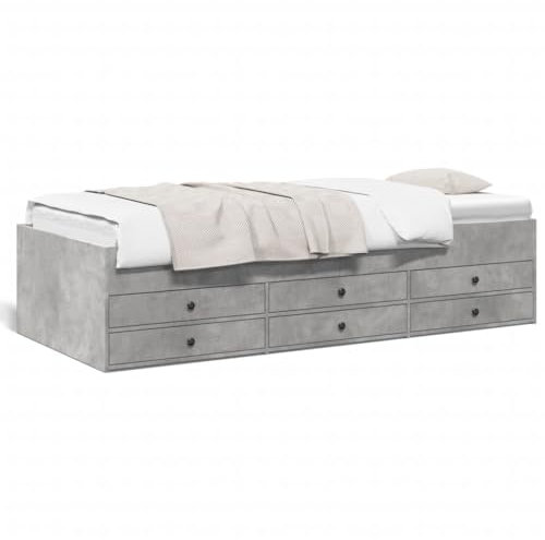 Fasba Tagesbett, Gästebett mit 6 Schubladen mit Rollen, Schlafsofa für Schlafzimmer, Bettsofa Sofabett Daybed Bett, Betongrau 90x190cm Holzwerkstoff