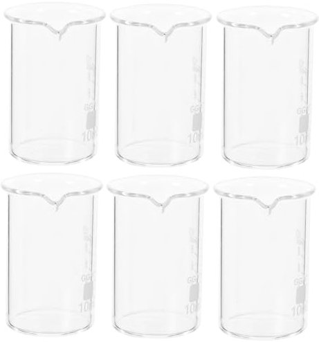 STOBAZA Vaso Medidor De Laboratorio De Vidrio Resistente Al Calor 10 Ml Escala, Juego De 6 Unidades Para Experimentos Científicos y Medición Precisa