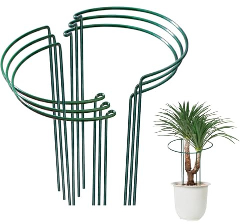 6 Stück Pflanzenstützen für Pflanzen im Freien, 20 x 35 cm Pflanzenstecker Metall Halbrunde Pflanzenstützen Ringkäfig Gartenpflanzenstütze für Rosen-, Blumen-, Ranken- und Tomatenpflanzen