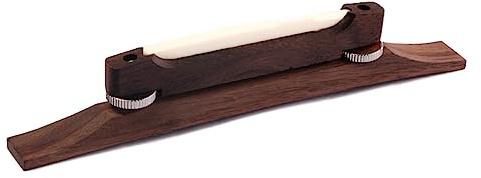 Archtop Gitarrenbrücke aus Metall und Holz für Archtop Gitarren | Höhenverstellbar, Saitenauflage mit Radius 13 Zoll, Kerbung 52, 39 bis 59, 13mm