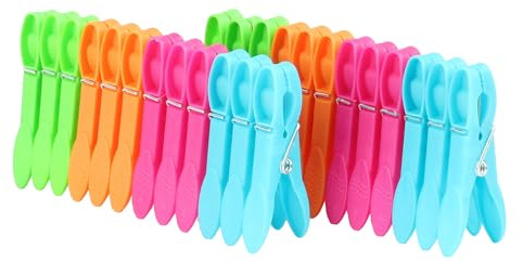 Jedebartey 24Pcs Pegs for Washing Line, Non Slip Strong Clothes Pegs with Durable Spring,4 Colors Washing Line Pegs Plastic Laundry Pegs for Home Garden Outdoor
