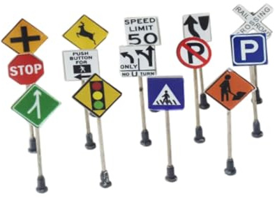 FytStycale 14 Mini Panneaux de Signalisation Miniatures pour Enfants, à L'échelle HO 1/87.