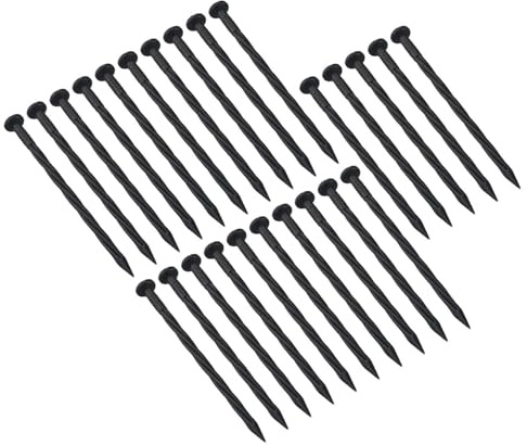 MoSundi Paquete de 25 clavos de jardinería para el suelo, estacas de plástico para asegurar pantallas de jardín y revestimientos de suelo, color negro, 20 x 0,8 cm, compatibles con uso en jardines al