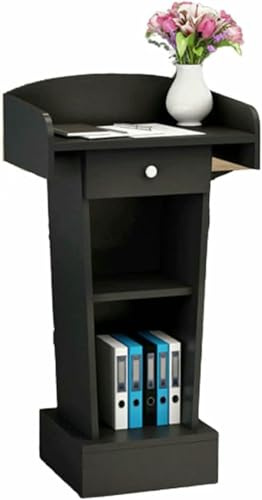 AFLEPCBRQ sturdyPortable Wooden Lectern with Spacious Drawers & Open Space for Teachers Reception Desk Standing PodiumRed