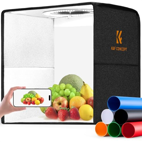 K&F CONCEPT Photo Studio Light Box - 16x16 Shooting Tent, Light Box Photography with 120 LED Lights & 6 PVC Backdrops for Jewelry, Watch, Cosmetics & Small Product Photography