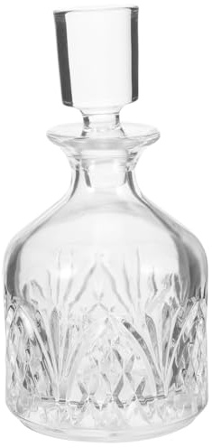 MUELODSIC Decantador de Whisky de Vidrio Tapón, Capacidad 280 Ml, Diseño, Botella para Licor Elegante, Adecuado para Bares, Restaurantes y Decoración Hogareña