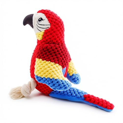 Générique Jouet Chien Indestructible Perroquet en Peluche avec Son, Jouet pour Chien Interactif et Résistant, Doudou Chien Doux pour Mâcher et Jouer, Jouet Bruyant Anti Ennui pour Chiots et Chiens