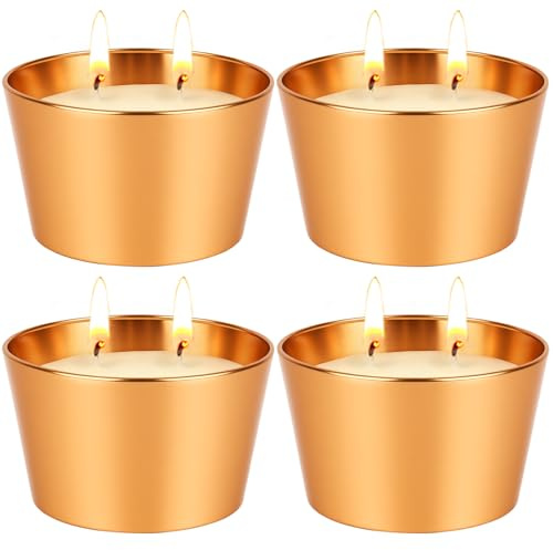 Velas de citronela al aire libre, paquete de 4 velas de cera de soja de citronela, 240 horas de combustión, tarro decorativo perfumado para patio, jardín, patio, campamento, verano, emergencia y