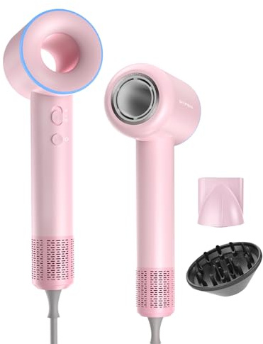 Dyfen Asciugacapelli, Lonico Ad Alta Velocità 110.000 giri/min, Asciugatura Rapida, 200 Milioni Di ioni Negativi, 3 Impostazioni di Temperatura, Basso Livello Di Suono (pink)