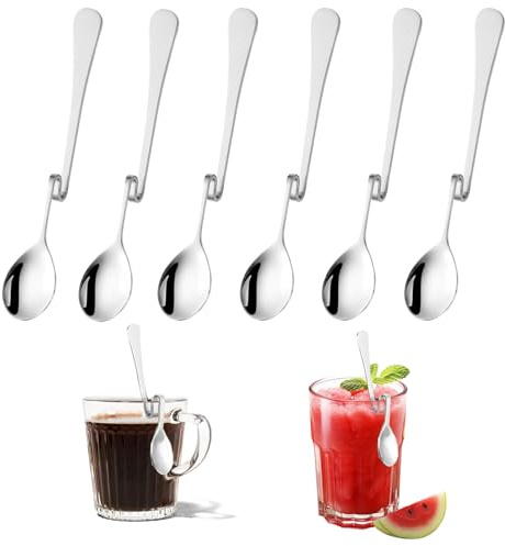 Cucharas para mermelada, 6 cucharas para latte macchiato, cucharas, cucharas para yogur, cócteles, acero inoxidable pulido, aptas para lavavajillas, sin níquel