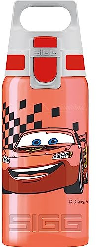 SIGG VIVA ONE Cars Kinder Trinkflasche (0.5 L), schadstofffreie Kinderflasche mit auslaufsicherem Deckel, einhändig bedienbare Wasserflasche für Kinder