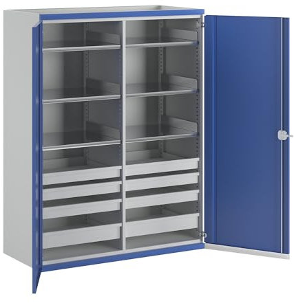 ANKE | Schwerlastschrank Jumbo mit Trennwand | 8 Schubladen à 6 x 90 | 2 x 120 mm | HxBxT 1950 x 1484 x 690 mm